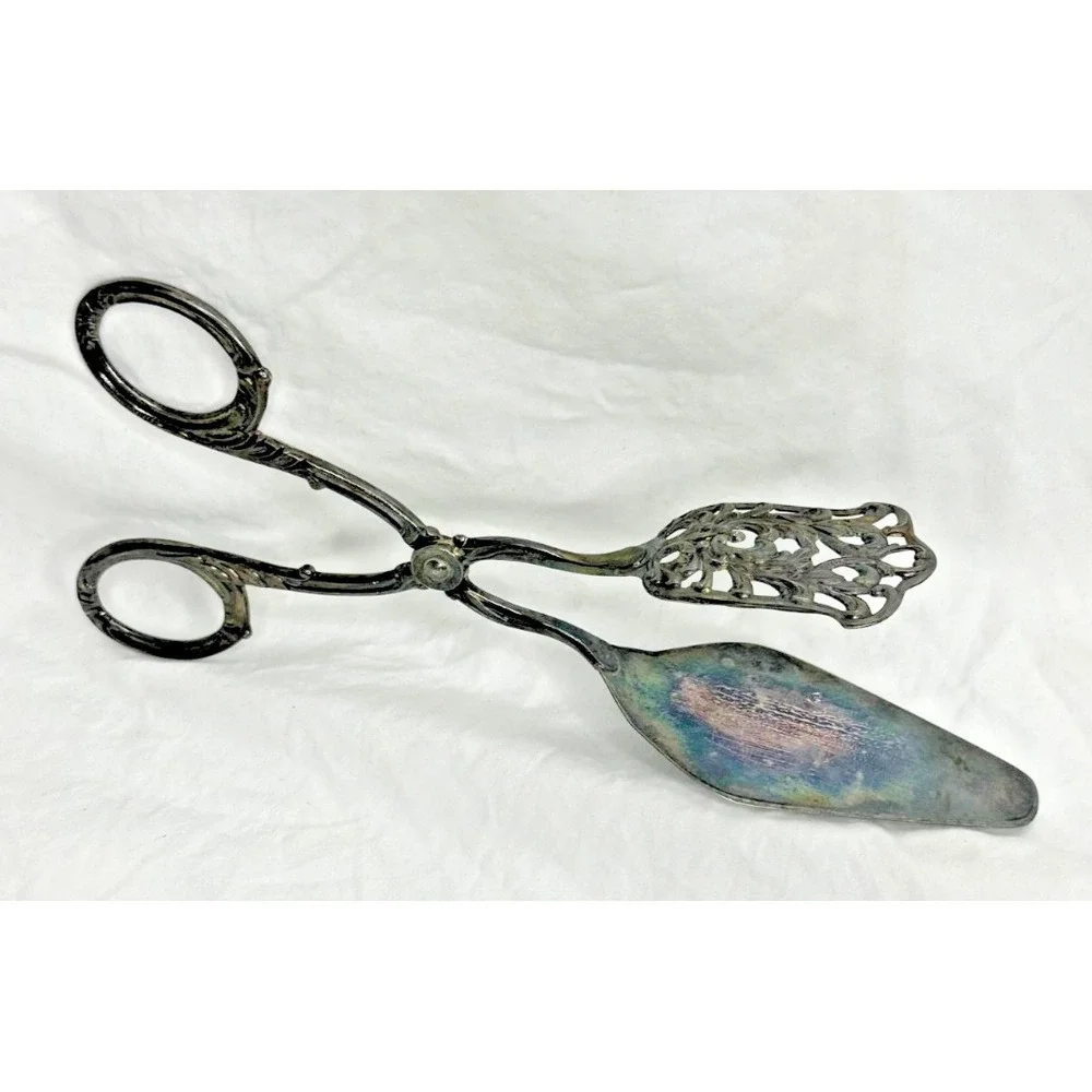 Solingen Germany silver plated Serving Tongs Ornate Pastry Sandwich